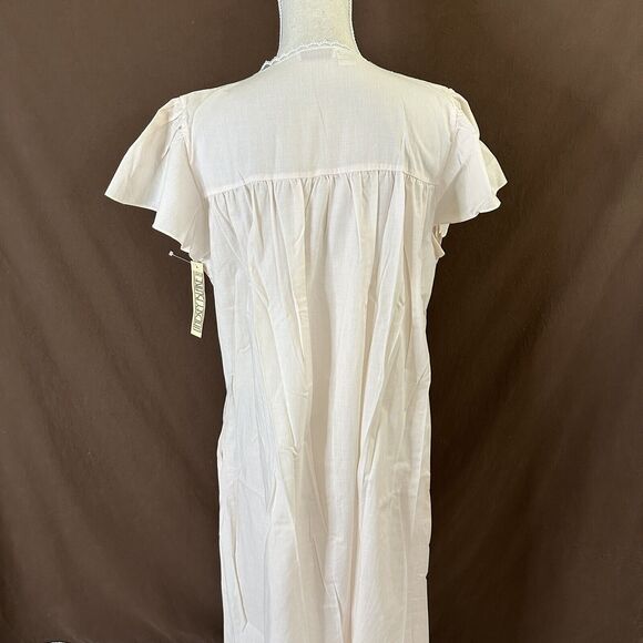 Vtg 80's Lindsey Blake Cotton Blend Pink Puffy Sleeve Lace Victorian Nightgown L - Picture 5 of 8
